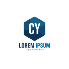 Initial CY logo template with modern frame. Minimalist CY letter logo vector illustration