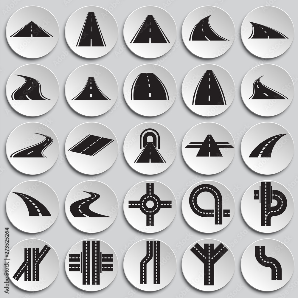Poster roads icons set on background for graphic and web design. simple illustration. internet concept symb