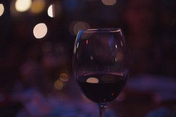 wine glass served on dining table with valentines day romantic