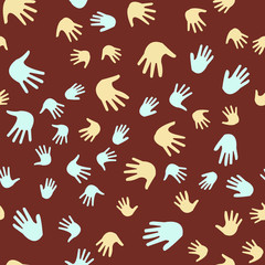 Fototapeta premium Seamless vector EPS 10 pattern with hands. Teamwork concept