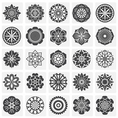 Flower pattern icons set on background for graphic and web design. Simple illustration. Internet concept symbol for website button or mobile app.