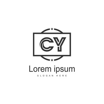 Initial CY logo template with modern frame. Minimalist CY letter logo vector illustration