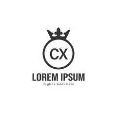 Initial CX logo template with modern frame. Minimalist CX letter logo vector illustration