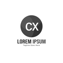 Initial CX logo template with modern frame. Minimalist CX letter logo vector illustration