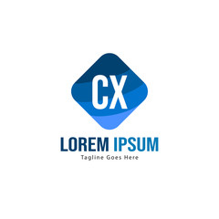Initial CX logo template with modern frame. Minimalist CX letter logo vector illustration