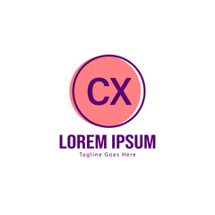Initial CX logo template with modern frame. Minimalist CX letter logo vector illustration