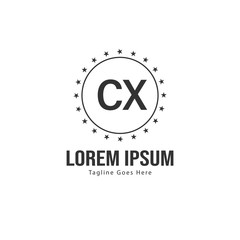 Initial CX logo template with modern frame. Minimalist CX letter logo vector illustration