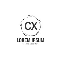 Initial CX logo template with modern frame. Minimalist CX letter logo vector illustration