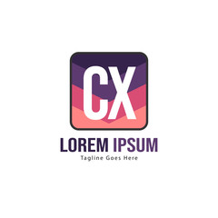 Initial CX logo template with modern frame. Minimalist CX letter logo vector illustration