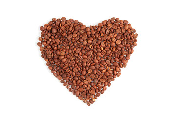 coffee beans heart in white background