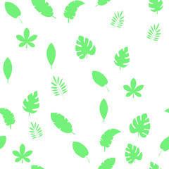 Fototapeta na wymiar Leaves Seamless vector Pattern. Flat style floral Background. 