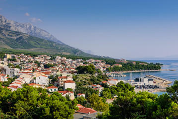 Fototapeta premium Baska Voda - a beautiful tourist village on the Adriatic coast, Dalmatia region, Croatia