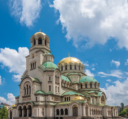 Exterior of St. Alexander Nevsky Cathedral, 1882-1912, neo-byzantine style, Bulgarian Orthodox, Sofia, Bulgaria.