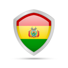 Shield with Bolivia flag on white background.