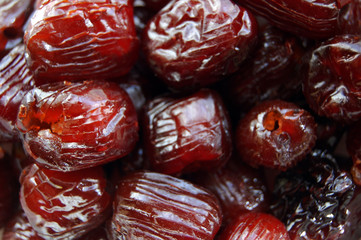 Macro photo of delicious organic  medjool  dates.