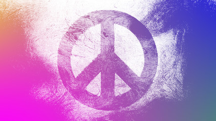 Grunge peace symbol on a high contrasted grungy and dirty, distressed and smudged 4k image background with swirls, street style for the concepts of peace, world peace, no war, protest, and tranquility