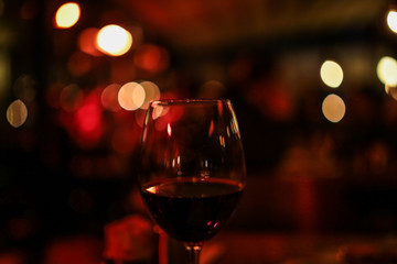 wine glass served on dining table with valentines day romantic
