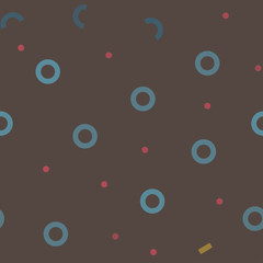 Abstract seamless pattern in geometric style. Texture made of circles dots and rectangles. Vintage style.