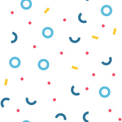 Abstract seamless pattern in geometric style. Texture made of circles dots and rectangles. Vintage style.