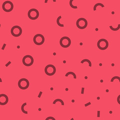 Abstract seamless pattern in geometric style. Texture made of circles dots and rectangles. Vintage style.