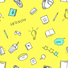 Back to School wallpaper seamless print hand drawn doodle style