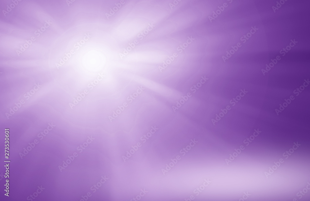 Wall mural glowing rays of light with reflection on purple background, empty room lighting studio with empty sp