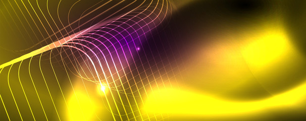 Shiny glowing design background, neon style lines, technology concept, vector