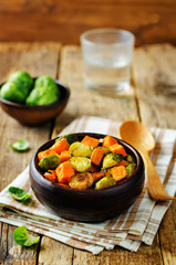 Roasted Sweet potato and Brussels Sprouts
