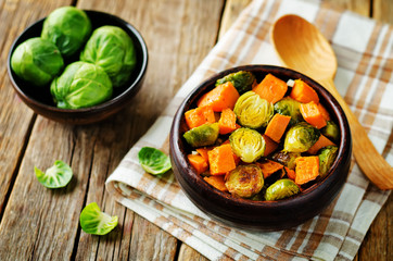 Roasted Sweet potato and Brussels Sprouts