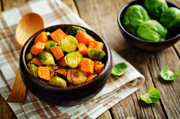 Roasted Sweet potato and Brussels Sprouts