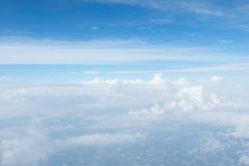 Fototapeta na wymiar View of blue sky and cloud on airplane