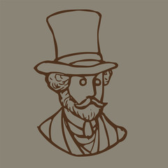 gentleman top hat mustache beard Lord Prince sir people person portrait retro avatar icon 
