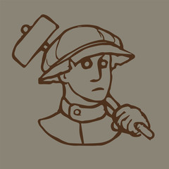 hammer blacksmith working people person portrait retro avatar icon