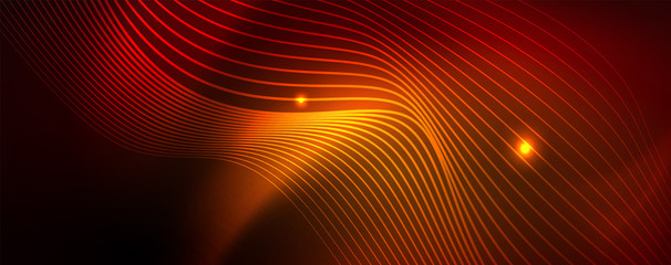Shiny neon lines techno magic futuristic background, magic energy space light concept, abstract background wallpaper design