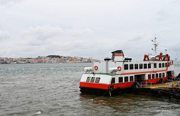 a ferry to Lisbon center in Portugal