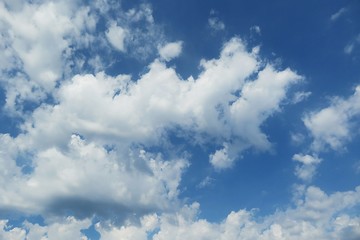 Beautiful cloudscape in blue sky, natural clouds background