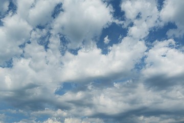 Beautiful cloudscape in blue sky, natural clouds background