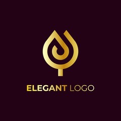 Abstract Elegant Golden Tulip logo vector design template. Vector