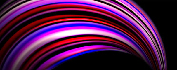 Fluid color waves with light effects, vector abstract background