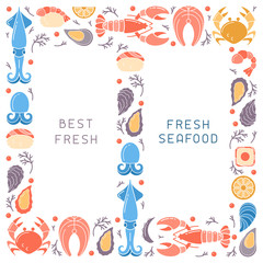 Brochure decor with seafood and space for your text
