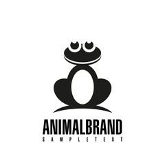Frog. Vector illustration of logo. Stylized, simplified and isolated cute animal.