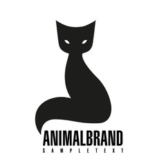 Cat. Vector illustration of logo. Stylized, simplified and isolated cute animal.