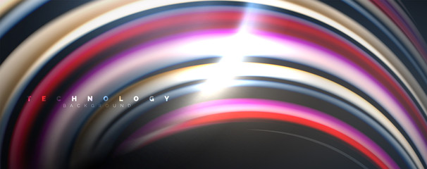 Fluid color waves with light effects, vector abstract background