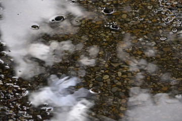 Clouds, water and stones