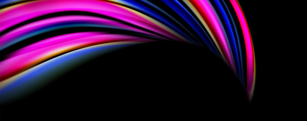 Fluid color waves with light effects, vector abstract background