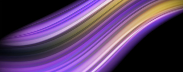 Fluid liquid color wave lines, glowing colorful light effect, abstract composition template. Geometric technology abstract pattern. Movement concept