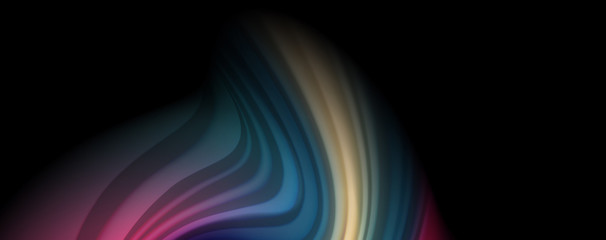 Modern rainbow liquid color flow colorful poster. Wave Liquid shape in black color background. Abstract composition