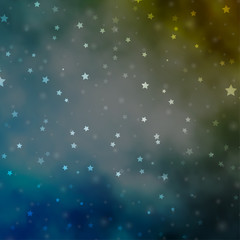 Light Blue, Yellow vector layout with bright stars.