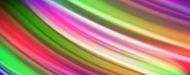 Modern rainbow liquid color flow colorful poster. Wave Liquid shape in black color background. Abstract composition