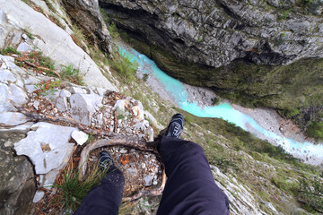 Tourist's feet on a precipice, area of Villanova.